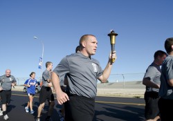 KCC Police Academy students participate in a Law Enforcement Torch Run event.