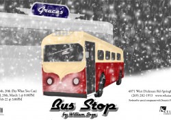 Promotional slide for "Bus Stop" play