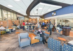 A photo of students in KCC's Student Center