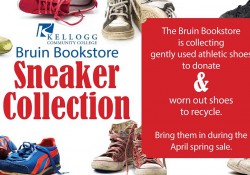 A text and graphic slide promoting the bookstore's annual sneaker collection.