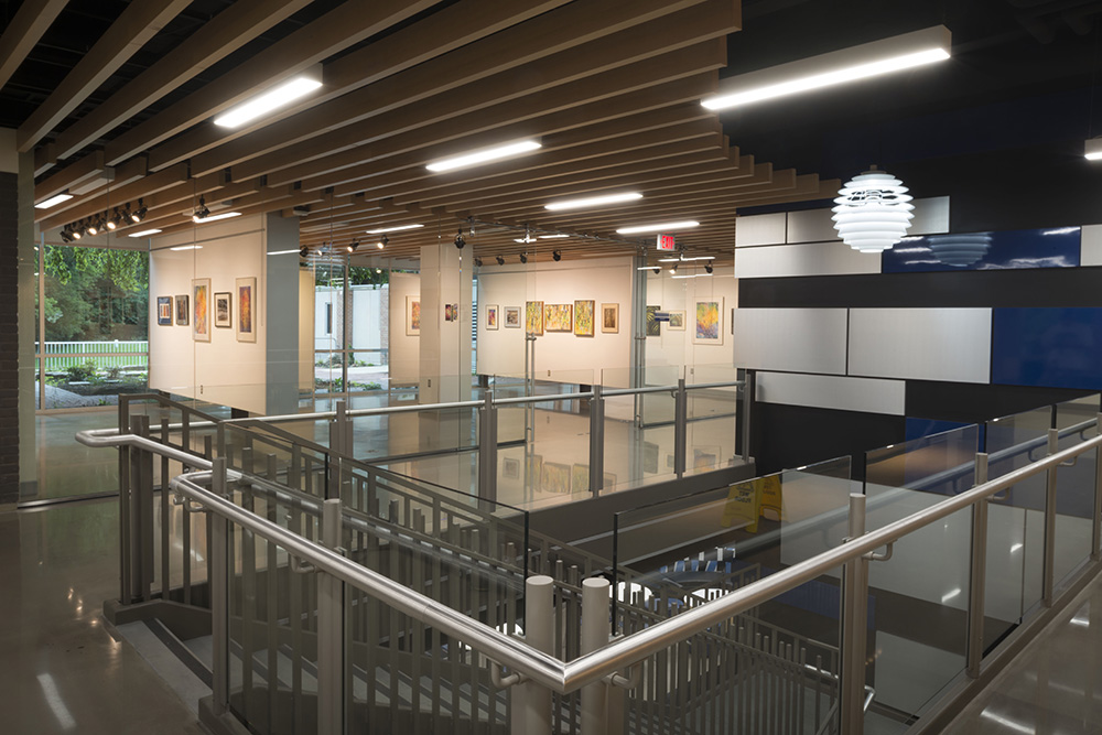 The lobby and gallery of KCC's newly renovated Davidson Visual and Performing Arts Center.