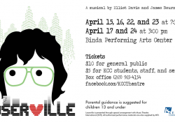 A digital graphic slide promoting KCC Theatre's upcoming production of "Loserville"