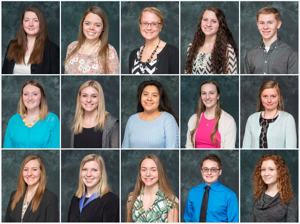 Portraits of the 15 students who are 2016 recipients of the KCC Foundation's Gold Key Scholarship.