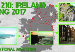 A graphic slide promoting upcoming information meetings about KCC's Spring 2017 trip to Ireland.