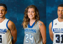 KCC basketball's MCCAA award-winners Mohammed Albagami, Taylor Jungel and Curtis Trigg.