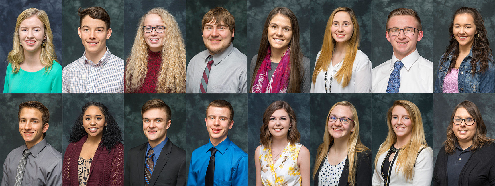 Portraits of the KCC Foundation's 16 2017-18 Gold Key Scholars.