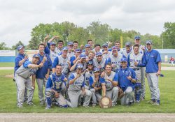 KCC's baseball team celebrates after winning the National Junior College Athletic Association regional championship in 2015.