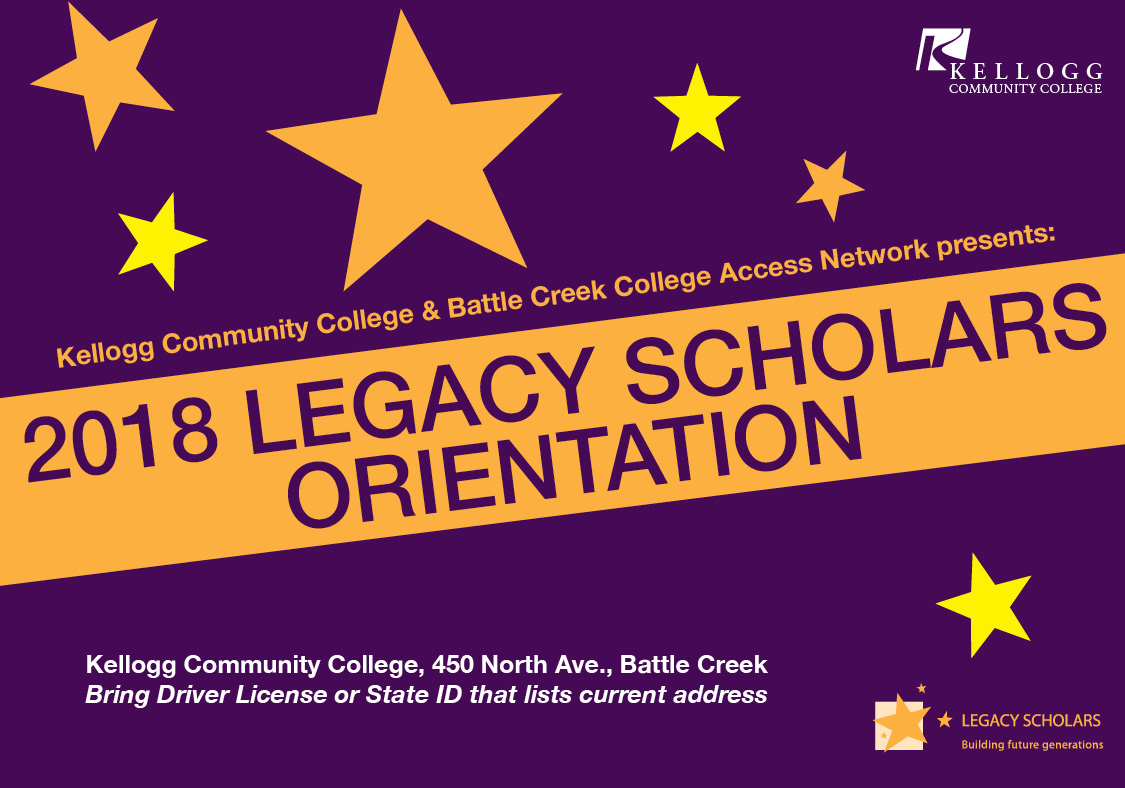 A text slide promoting upcoming Legacy Scholars Orientation Days.