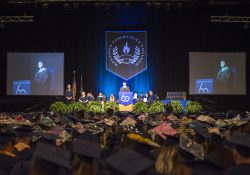 KCC President Mark O'Connell addresses graduates during the College's 60th annual commencement ceremony.