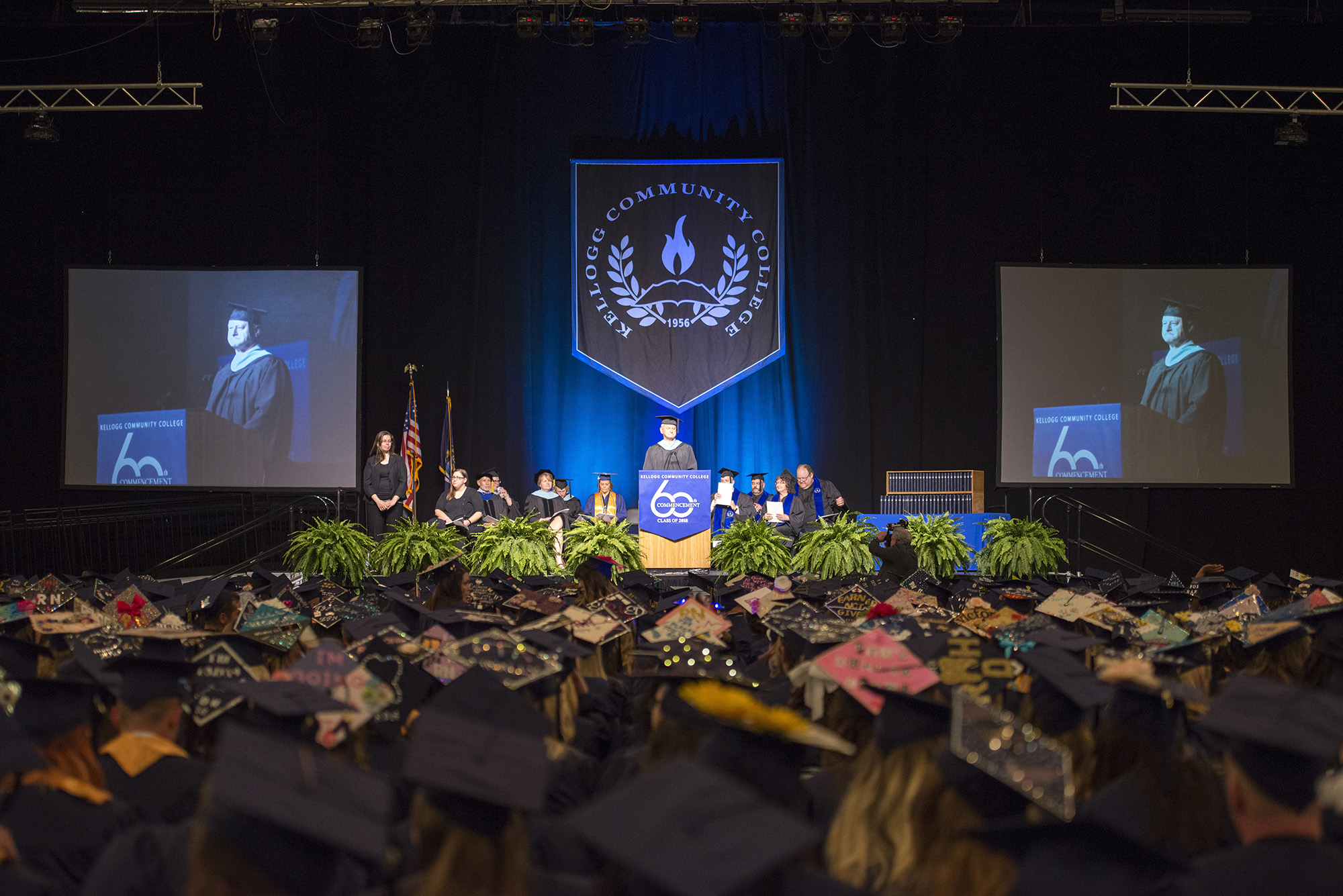 KCC President Mark O'Connell addresses graduates during the College's 60th annual commencement ceremony.