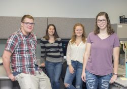 Pictured, from left to right, are Bruin News staff writers Seth Allred and Mackenzie Ryder, Managing Editor Taylor Vrooman and Public Editor Sarah Hubbard.