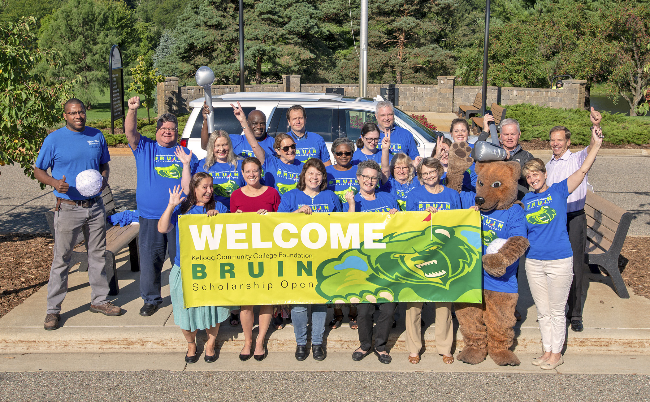 Bruin Scholarship Open organizers and volunteers pose for a group photo on KCC's North Avenue campus in Battle Creek.