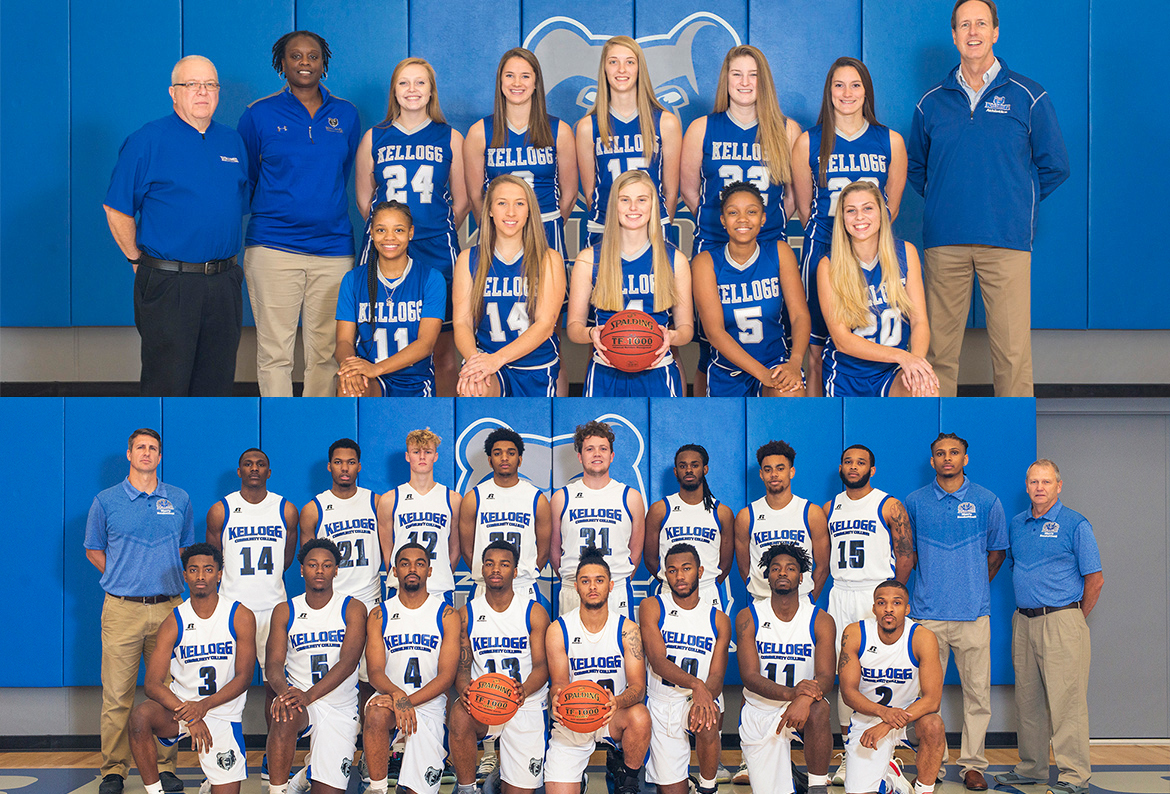 KCC's 2018-19 men's and women's basketball teams.