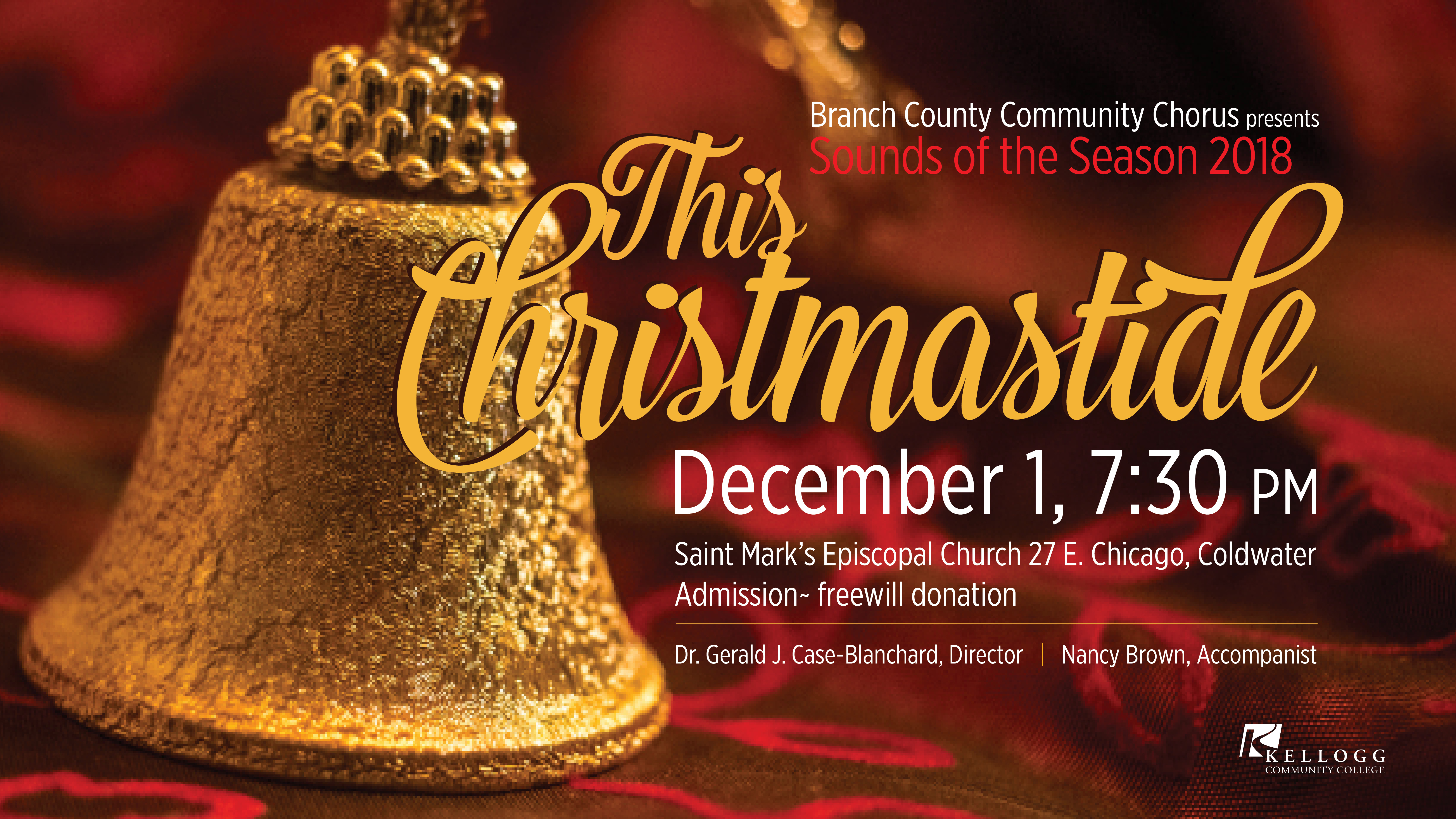 A text slide promoting KCC's upcoming holiday concert.