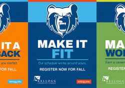 Three "Make It KCC" campaign posters reading "Make It a Comeback," "Make It Fit" and "Make It Worth It," respectively.