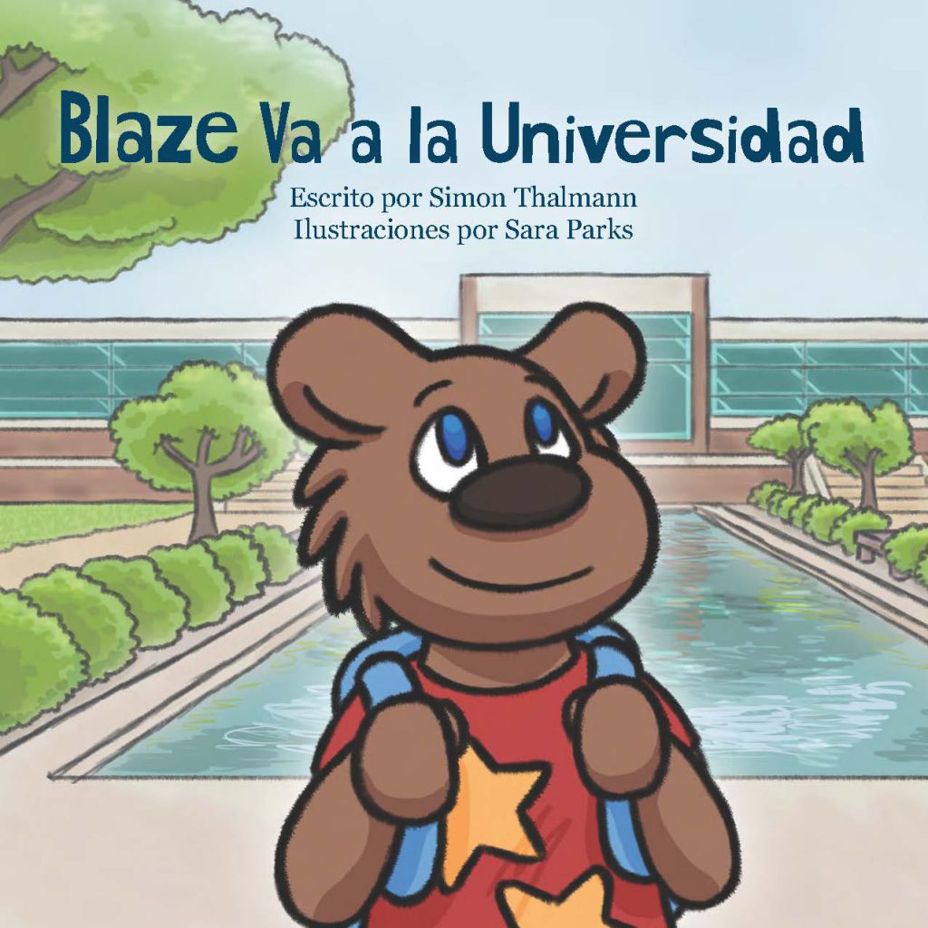 The cover to KCC's "Blaze Va a la Universidad" children's book.