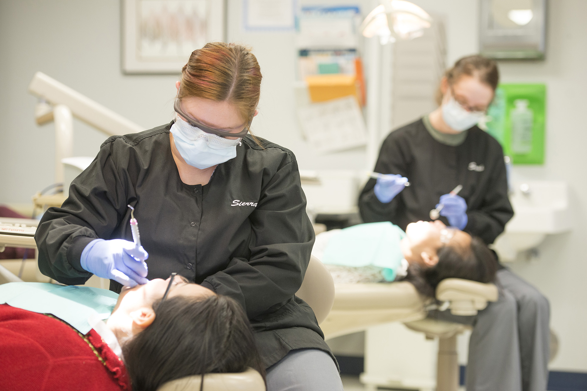 Dental Hygiene students clean other students' teeth in the Dental Hygiene Clinic.