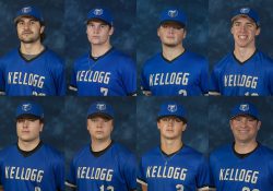 Portraits of the KCC baseball players who won awards, as highlighted in the post.
