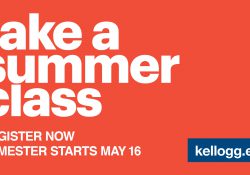 A text slide that reads, "Take a summer class. Register now. Semester starts May 16."