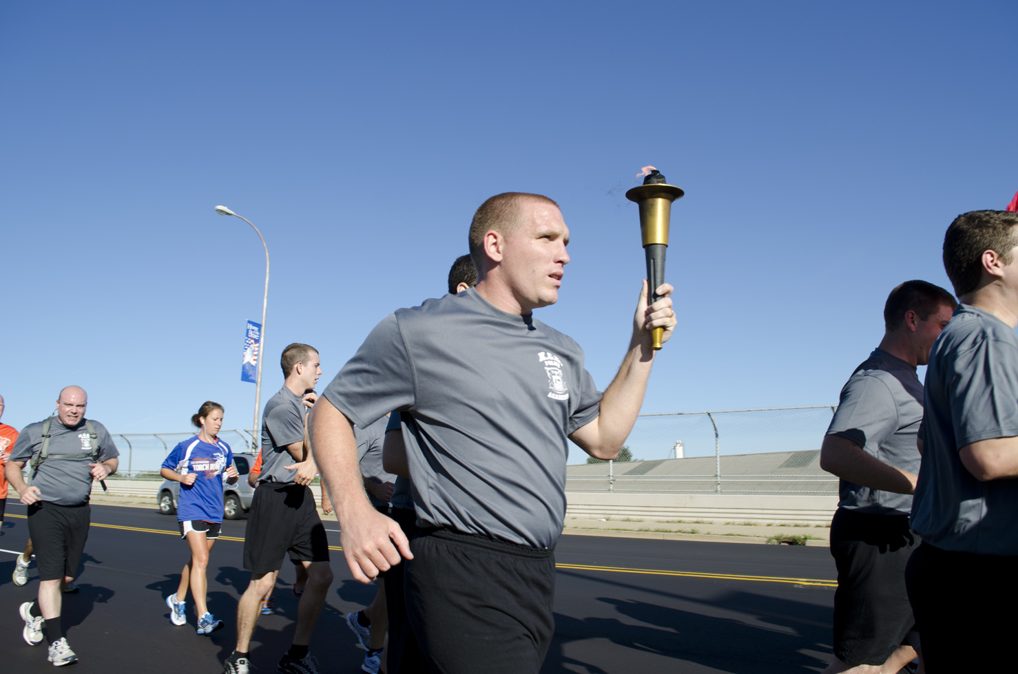 KCC Police Academy students participate in a Law Enforcement Torch Run event.