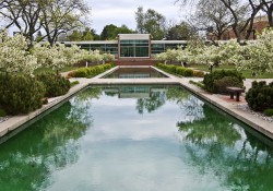 A view over the reflecting pools on KCC's North Avenue campus.