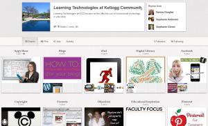 A screen shot of the KCC Learning Technologies Pinterest page.