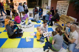 Early Childhood Education students spent an evening reading to kids at Lakeview Square Mall last week. Photo by Nick Garrison.