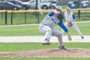 Bryan Stevens pitches against Glen Oaks on May 2. Photo by Nick Garrison.