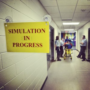 EMS students wait for a simulation exercise to begin Thursday morning. View more photos like this one on KCC's Instagram feed, @kellogg_community_college.