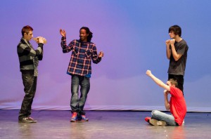 Students rehearse a scene from the fall semester Mich Mash held in December.