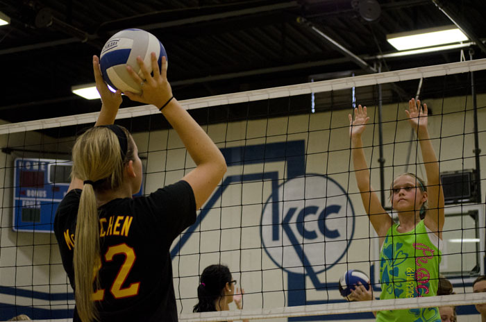 An image from a KCC volleyball camp held in July 2012.