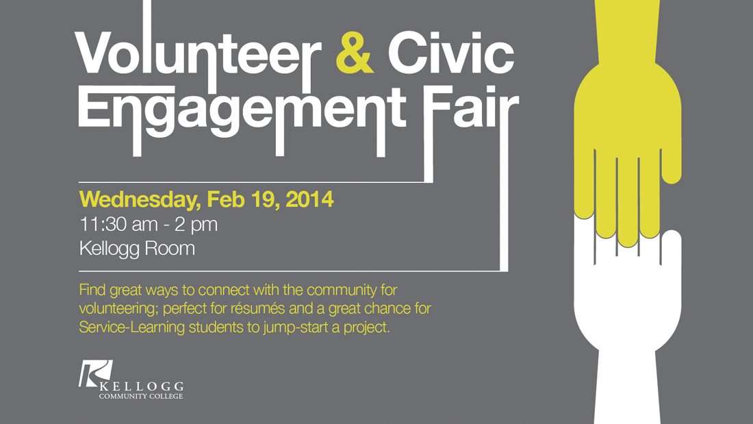 Promotional slide for KCC's Volunteer and Civic Engagement Fair