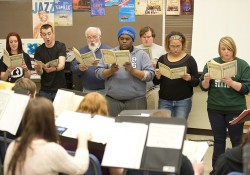 Members of the KCC choirs rehearse during their annual retreat