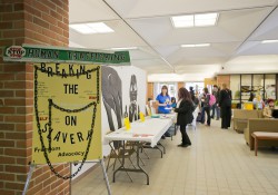 A photo of the Davidson Center lobby during a Human Trafficking Workshop event.