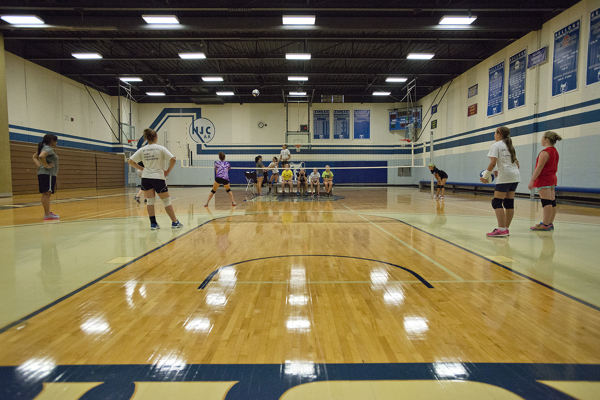 A volleyball camp in the Miller Gym.