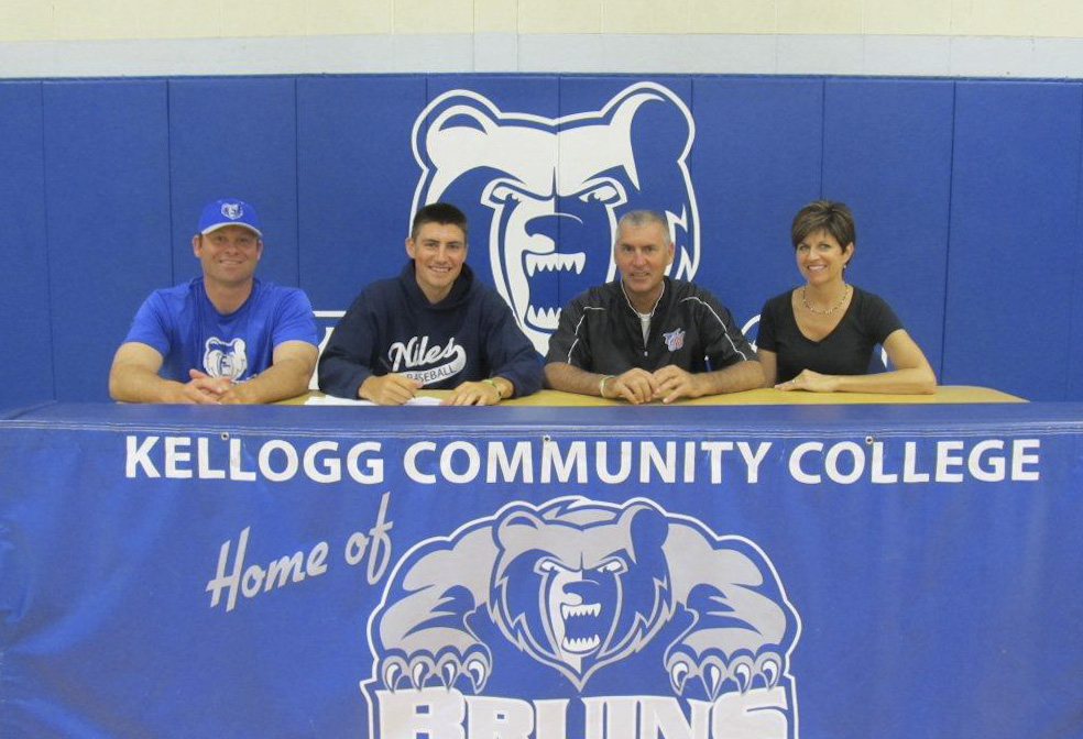 Baseball signing photo for future Bruins pitcher Tate Brawley.