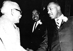 Martin Luther King, Jr., is pictured on March 20, 1960, during an appearance in Battle Creek. Photo courtesy of KCC alumnus Kurt Thornton.
