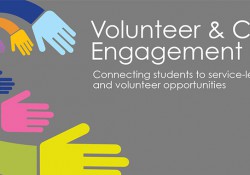 A text and graphic slide promoting the Volunteer and Civic Engagement Fair on Feb. 4