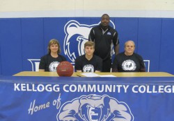 Signing photo for KCC men's basketball commit Landon Grizzle