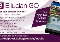 Graphic slide promoting KCC's new Ellucian GO mobile app