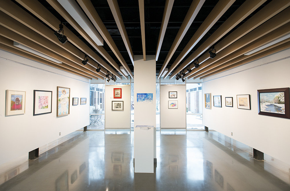 The Battle Creek Society of Artists exhibit on display in the art gallery in the Davidson Center.
