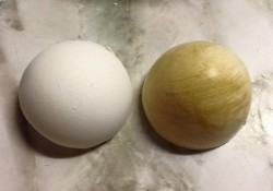 A photo showing the results of an "eggs-periment" from KCC Dental Hygiene student Lauren Rubley, who soaked the egg on the left in water and the egg on the right in cola for two hours. The lines on the egg on the right are from Rubley wiping the egg with a cloth to dry it off -- the cloth took part of the shell's surface with it.