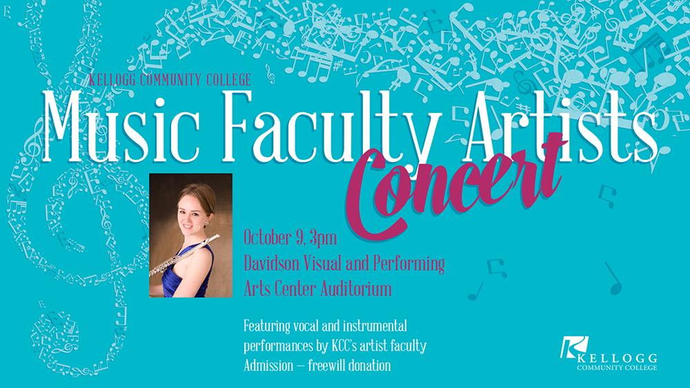 A slide promoting KCC's upcoming Music Faculty Artists Concert.