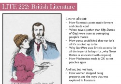 Detail from a flier advertising KCC's LITE 222: British Literature course.