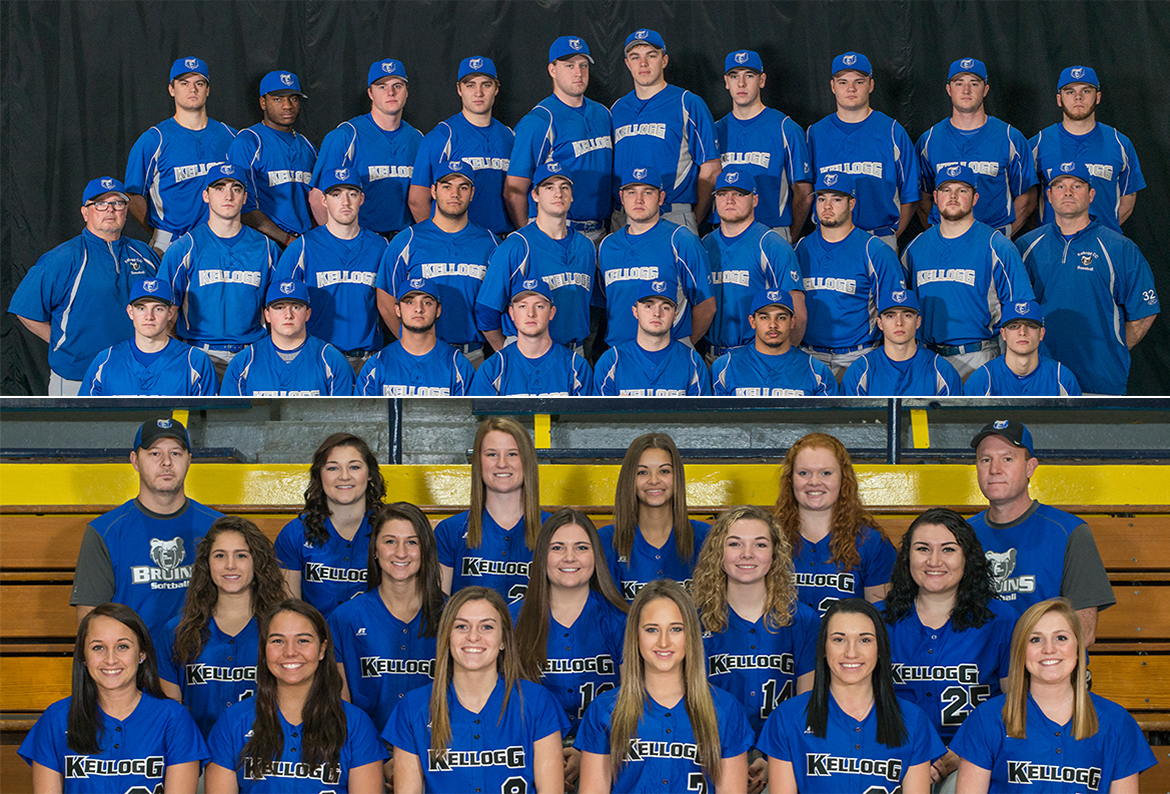 Team photos of KCC's 2017 baseball and softball teams.