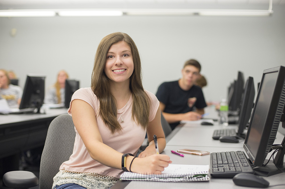 KCC student Allison Anthony poses for a photo during a class.
