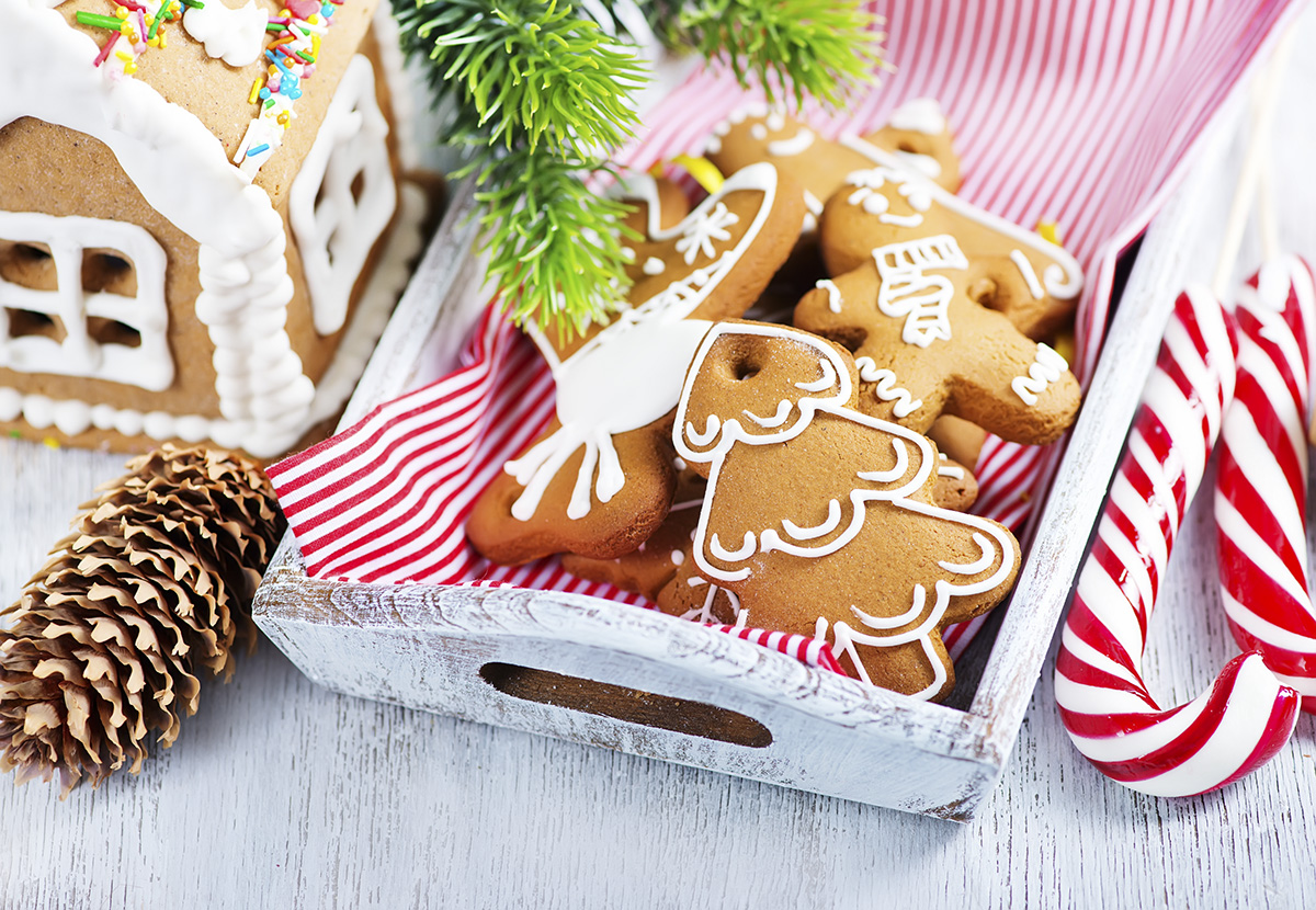 A stock photo featuring Christmas cookies on a table.