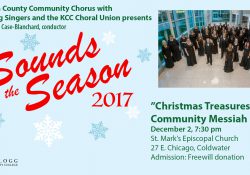 A text slide promoting KCC's Sounds of the Season concert scheduled for 7:30 p.m. Dec. 2, 2017, in Coldwater.