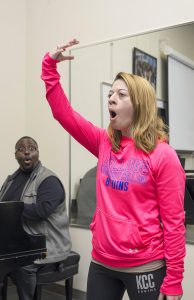 KCC graduate Carrie Zamora sings during a voice lesson in 2016. 