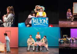 A collage of dress rehearsal photos from KCC's fall play "All in the Timing."